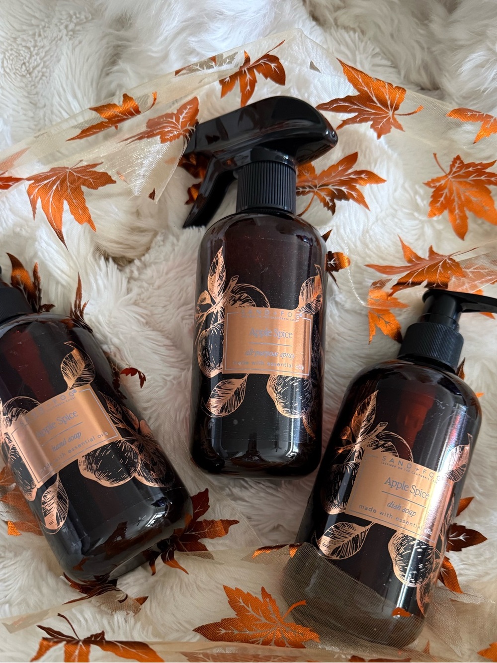 Sand & Fog Apple Spice Scented multi- Spray, dish soap & Hand Soap Set